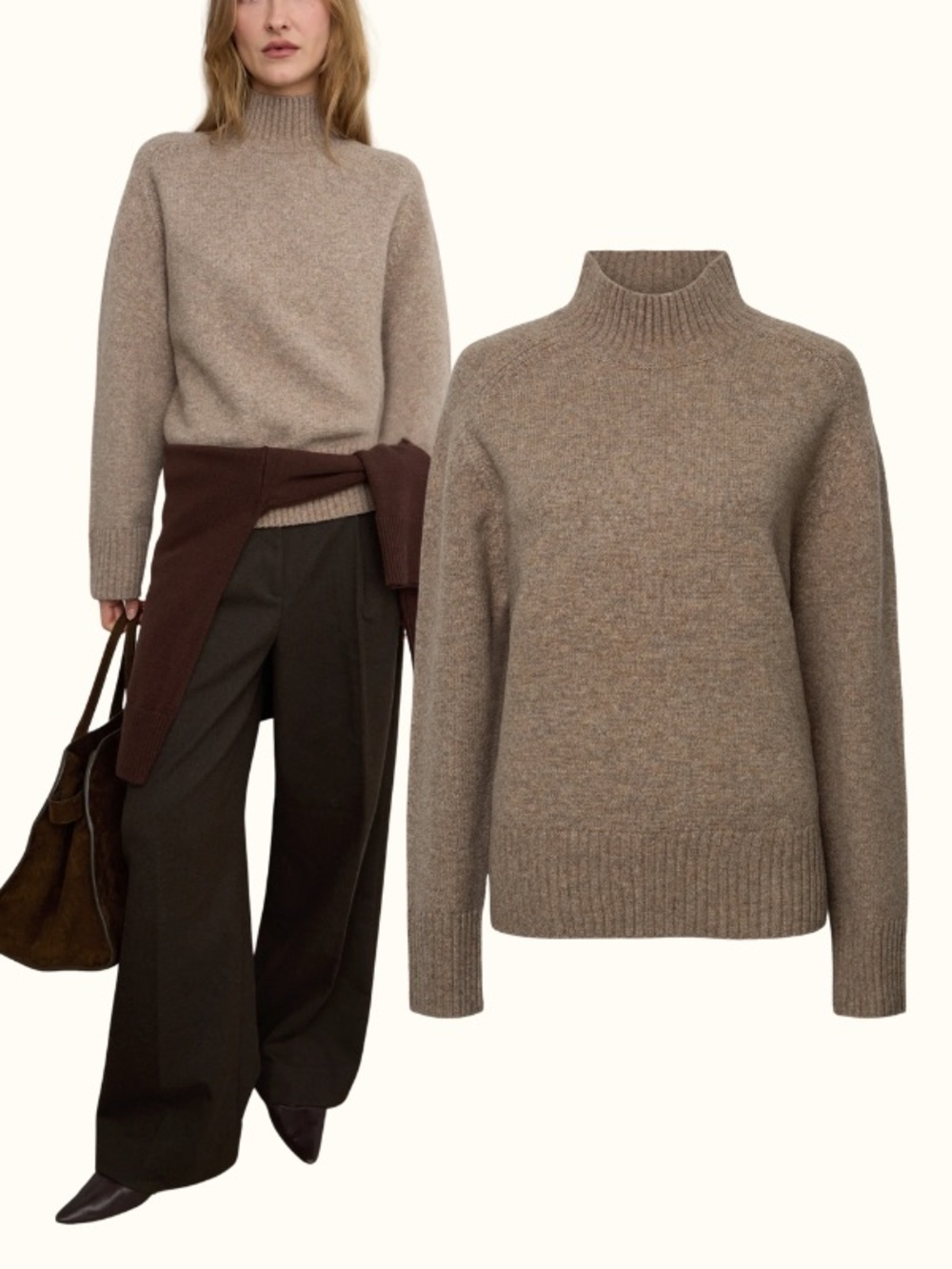 OAK + FORT Soft Brushed Turtleneck Sweater